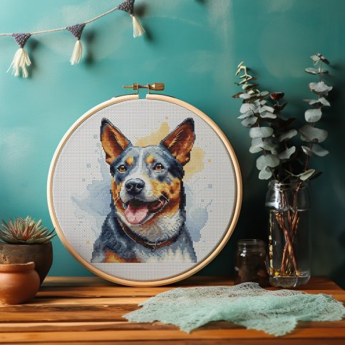 Австралийская пастушья собака, схема для вышивки крестиком