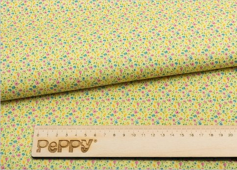 Ткань для пэчворка Peppy, принт желтый с цветочками