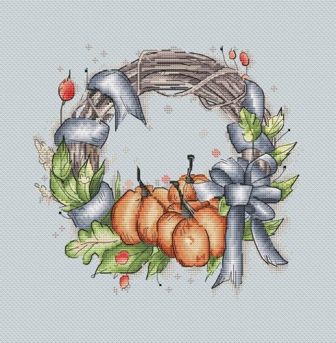 Осенний венок, авторская схема для вышивания крестиком