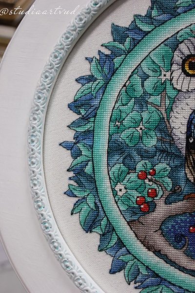 Лазурная сова, авторская схема для вышивания крестиком