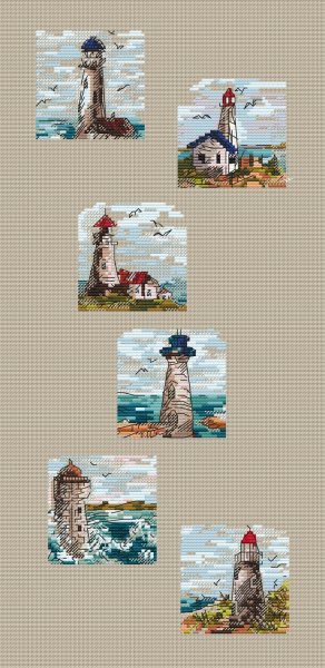 Набор 6 мини маяков, схема для вышивания