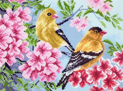 Птицы в саду, набор для вышивания