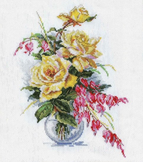Желтые розы, набор для вышивания