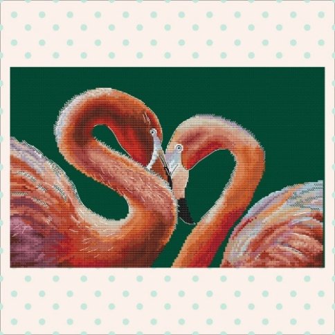 Пара фламинго, авторская схема для вышивки