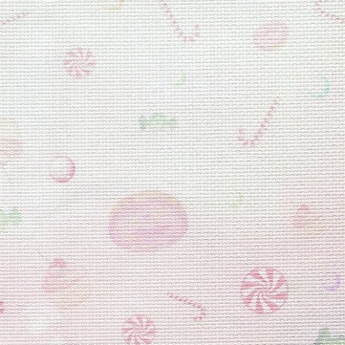 Дизайнерская канва Aida 14, цвет розовый со сладостями