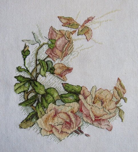 Винтажные розы, авторская схема для вышивки
