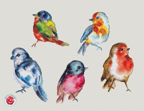 Птички, схема для вышивания