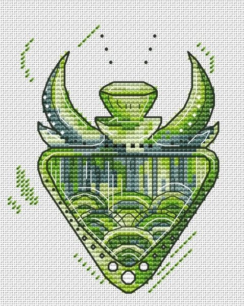 Баночка с чудесами, зеленая, схема для вышивки