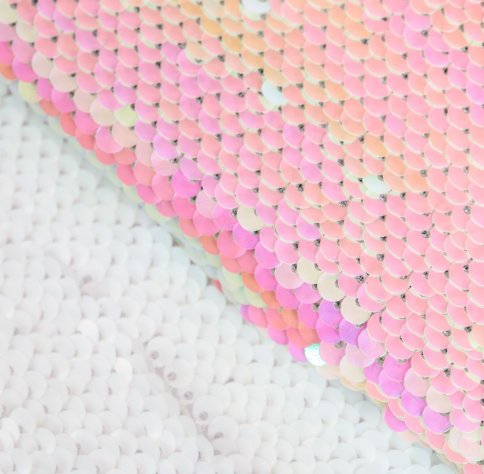 Ткань для пэчворка "Белая-розовая", пайетки