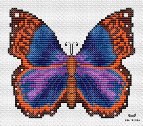 Закатная бабочка, схема для вышивки