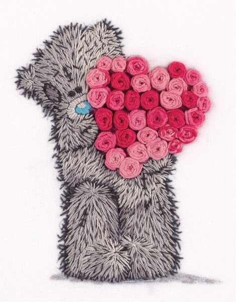 Tatty Teddy с сердцем из роз, набор для вышивания