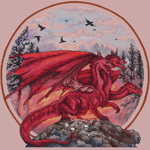 Трехглавый дракон: Змей Горыныч, схема для вышивки крестом