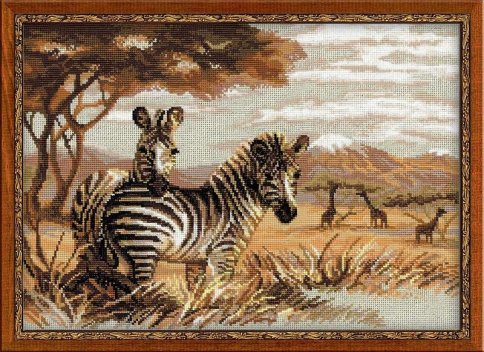 Зебры в саванне, набор для вышивания