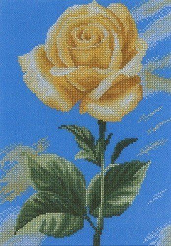 Желтая роза на синем, набор для вышивания