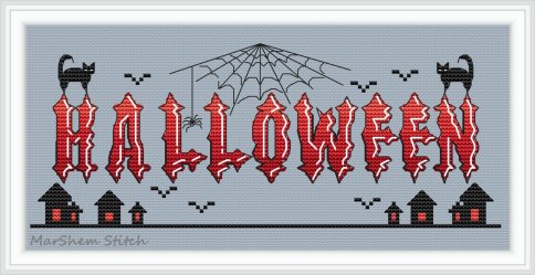 Halloween card, схема для вышивки