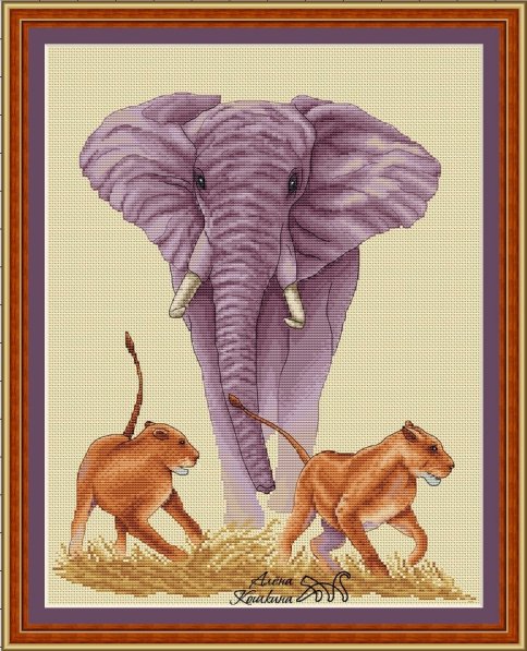 Слон, схема для вышивания
