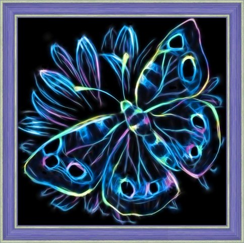 Неоновая бабочка, алмазная мозаика