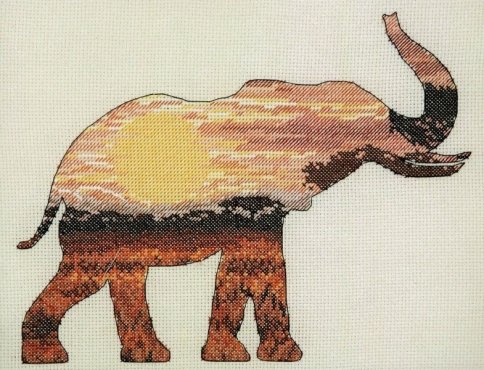 Слон в саванне, набор для вышивания, Anchor