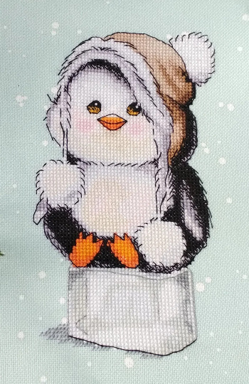 Пингвиненок на льдине, схема для вышивки