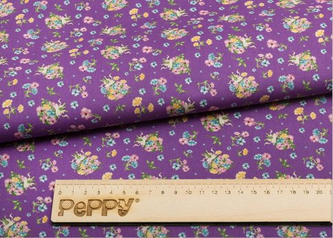 Ткань для пэчворка Peppy, принт фиолетовый с цветами
