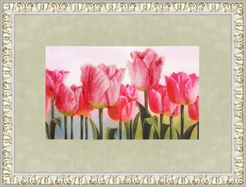Розовые тюльпаны, набор для вышивания