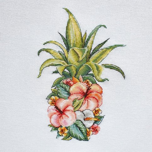 Цветочный ананас, схема для вышивки