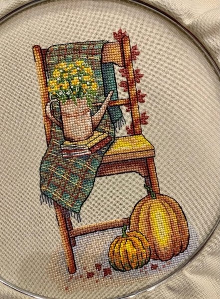 Осенний стульчик, схема для вышивания
