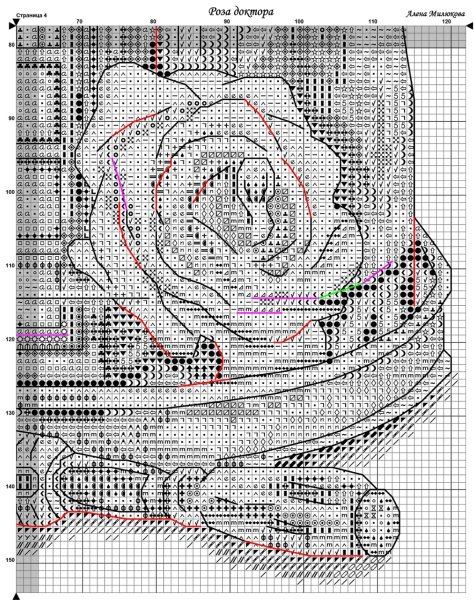 Роза доктора, схема для вышивания
