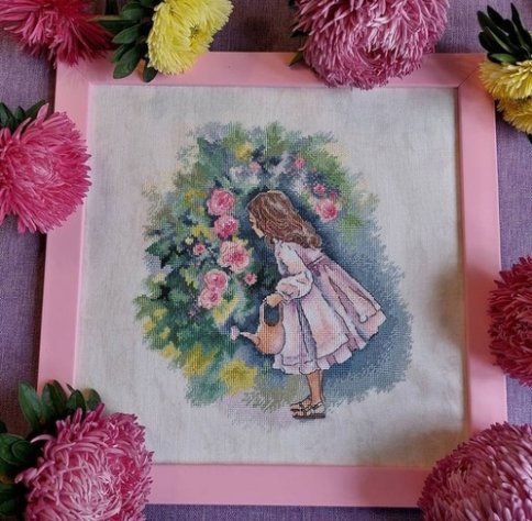 Розовый сад, схема для вышивки 