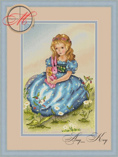 Девочка с открытки, схема для вышивания