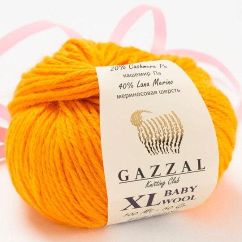 Пряжа Gazzal Baby Wool XL 40% мериносовая шерсть, 20% кашемир ПА, 40% акрил, 50гр/100м