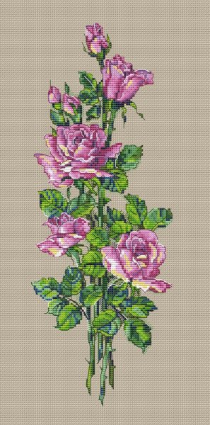 Розовые розы, схема для вышивки