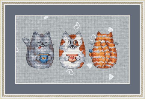 Три кота, схема для вышивания