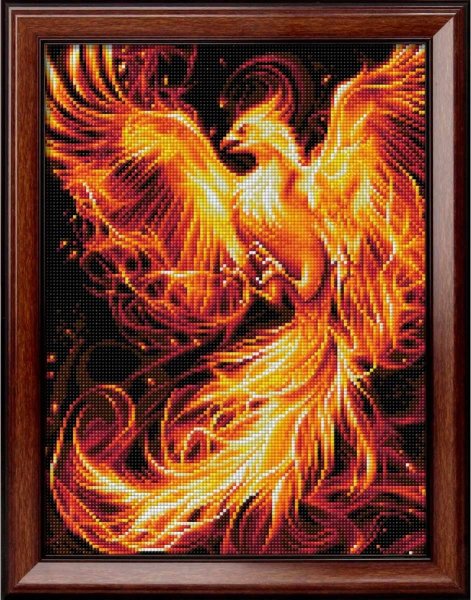Огненный феникс, алмазная мозаика