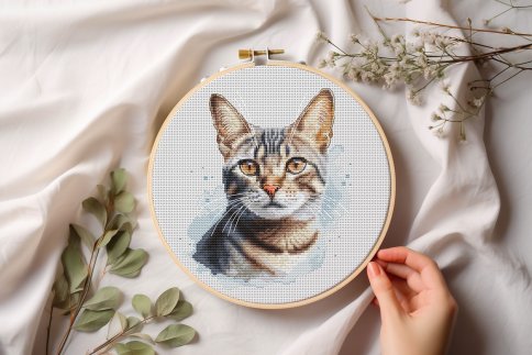 Полосатый кот, схема для вышивки крестиком
