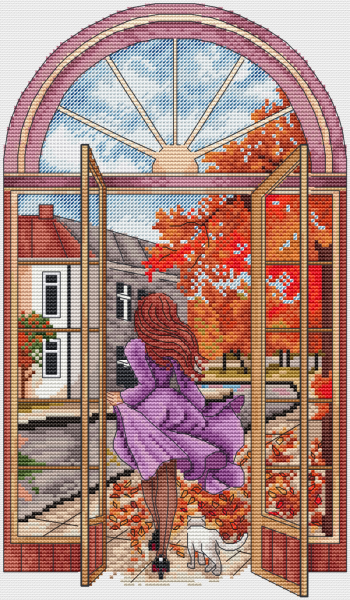 Дверь в осень, схема для вышивания