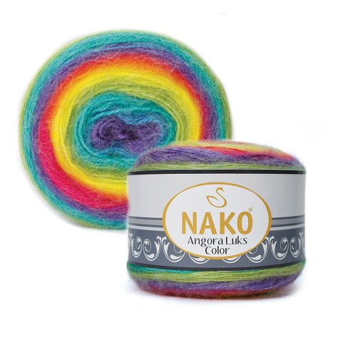 Пряжа Nako Angora Luks Color 80% акрил, 15% шерсть, 5% мохер, 150г/810м
