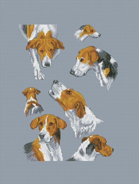 Семплер с собаками 2, схема для вышивки