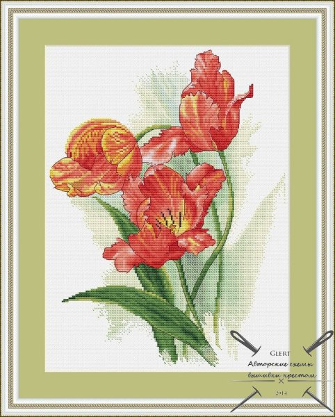 Тюльпаны, авторская схема для вышивки