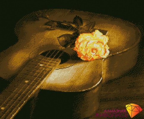 Гитара и роза, алмазная мозаика