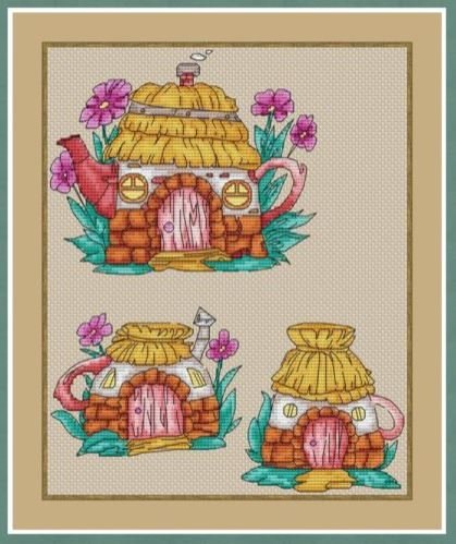 Весенний чай, схема для вышивки