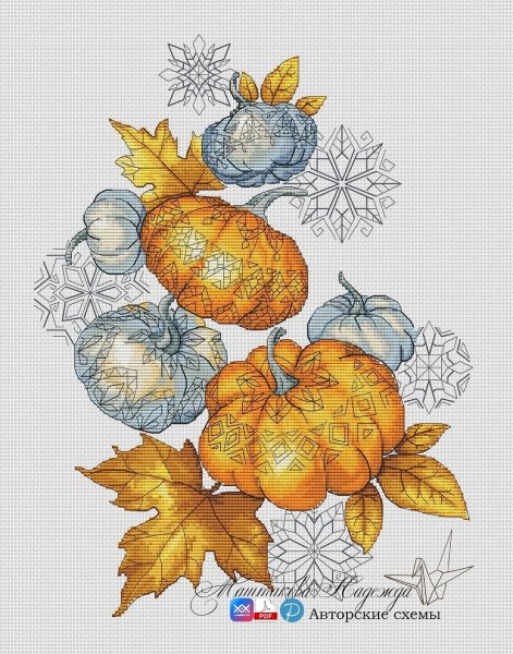 Осенний орнамент, схема для вышивания
