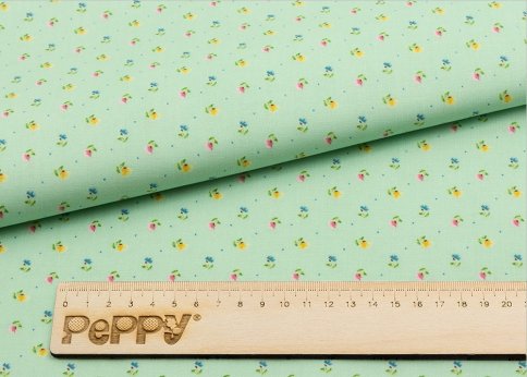 Ткань для пэчворка Peppy, принт зеленый с мелкими цветочками