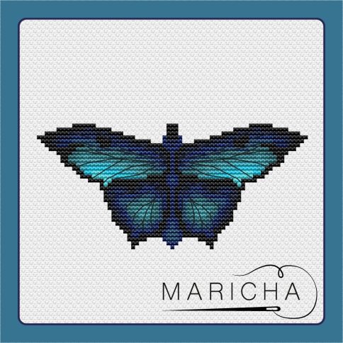 Бабочка Морфиус, схема для вышивки крестом