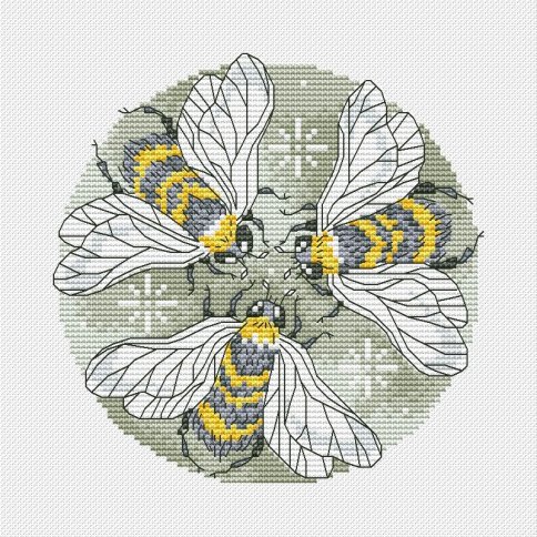 Кружок пчелы, схема для вышивки крестом