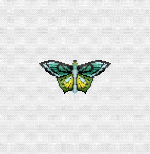Бабочка Орнитоптера, схема для вышивки крестом