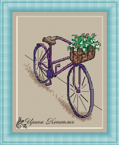 Велосипед весны, схема для вышивки