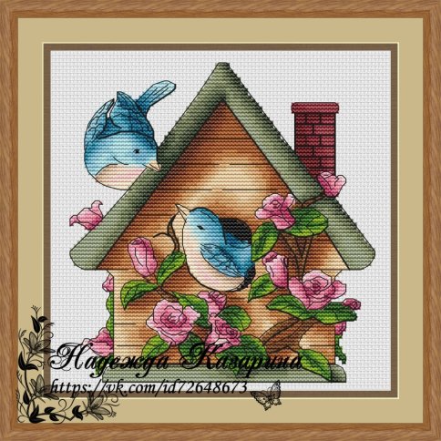 Птичкин дом, схема для вышивки