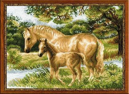 Лошадь с жеребёнком, набор для вышивания