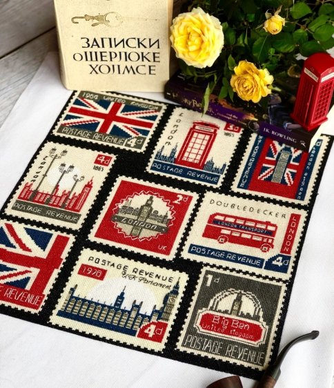 Британские марки, схема для вышивки